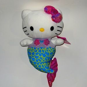 Hello Kitty Mermaid, Shiny Bow and Blue Tail, 12” Plushie, NWT